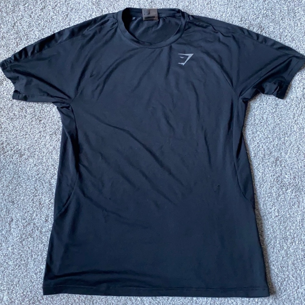 GYMSHARK Mens L Black Short Sleeve Activewear T-Shirt Slim Fit